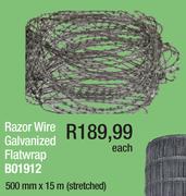 Razor Wire Galvanized Flatwrap B01912-500mm x 15m (Stretched) Each
