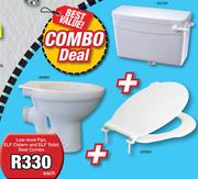 Low-Level Pan, Elf Cistern And Elf Toilet Seat Combo-Each
