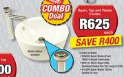 Basin, Tap And Waste Combo-Each