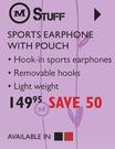 M Stuff Sports Earphone With Pouch