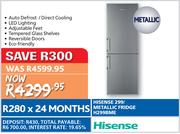 Hisense 299Ltr Metallic Fridge H299BME