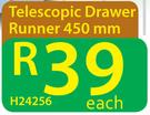 Telescopic Drawer Runner 450mm H24256-Each