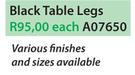 Black Table Legs A07650-Each