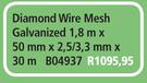 Diamond Wire Mesh Galvanized B04937-1.8m x 50mm x 2.5/3.3mm x 30m
