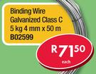 Binding Wire Galvanized Class C 5kg 4mm x 50m B02599