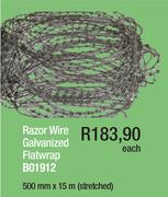 Razor Wire Galvanised Flatwrap B01912-500mm x 15m (Stretched) Each