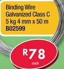 Binding Wire Galvanized Class C 4mm x50m B02599-5Kg