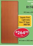 Sapele Print Light-Duty Door FF Kayo 813x2032mm D02730-Each