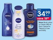 Nivea Body Lotion Or Cream (Excl Creme Tin, Repair & Care And Q10)-400ml Each