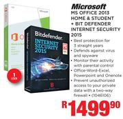 Microsoft MS Office 2013 Home & Student + Bit Defender Internet Security 2015