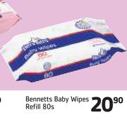 Bennetts Baby Wipes Refill-80's Per pack