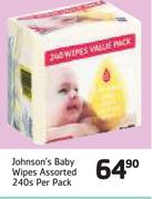 Johnson's Baby Wipes Assorted-240's Per Pack