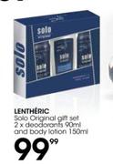Lentheric Solo Original Gift Set Of 2 x Deodorant 90ml And Body Lotion 150ml