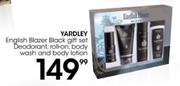 Yardley English Blazer Black Gift Set Of Deodorant, Roll On, Body Wash And Body Lotion