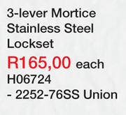 3 Lever Mortice Stainless Steel Lockset H06724-Each