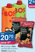 Bos Ice Tea 500ml And Clicks Chips 50g-Per Offer