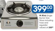 Alva Single Burner Gas Stove Including Hose And Regulator-Each