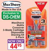 MaxShave Matrix Crossover 3-Blade Cartridge Disposable Shaving Kit-5's Pack