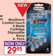 MaxShave Comfort Touch 3-Blade Cartridge Disposable Razor-4's Pack