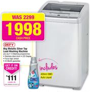 Defy Metallic Silver Top Load Washing Machine-8Kg DTL140