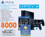 PS4 500GB+Dual Shock+90 Days PNS+Injustice Game