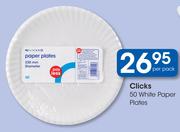 Clicks 50 White Paper Plates