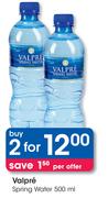 Valpre Spring Water-2 x 500ml