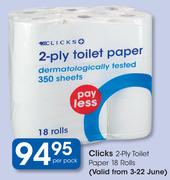 Clicks 2-Ply Toilet Paper-18's Per Pack