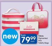 Clicks Pigmented Pink Toiletry Bags-Each