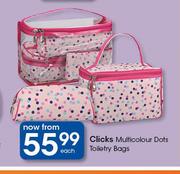 Clicks Multicolour Dots Toiletry Bags-Each