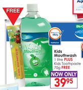 Kids Mouthwash-1Ltr plus Kids Toothpaste-70gm Free