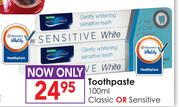 Toothpaste Classic or Sensitive-100ml