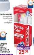 White Glo Kit Toothpaste, Toothbrush and Toothpicks