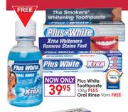 Plus White Toothpaste-100gm plus Oral Rinse-90ml Free