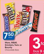 Mars, M&M, Snickers, Twix Or Bounty Chocolate Bars-Each