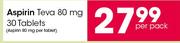 Aspirin Teva 80 mg 30 Tablets-Per Pack
