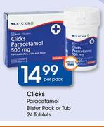 Clicks Paracetamol Blister Pack Or Tub 24 Tablets-Per Pack