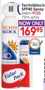Techniblock SPF40 Spray 340ml+75ml Spray