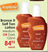 Tropitone Bronze It Self Tan Lotion Medium Or Dark-125ml Each