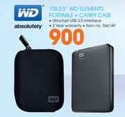 WD Elements 1TB 2.5" Portable + Carry Case