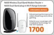 Belkin N600 Wireless Dual-Band Modern Router + N600 Dual-Band Plug-In WiFi Range Extender