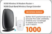 Belkin N300 Wireless N Modem Router + N300 Dual-Band Wireless Range Extender