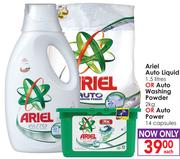 Ariel Auto Liquid 1.5L Or Auto Washing Powder 2Kg Or Auto Power 14 Capsules-Each