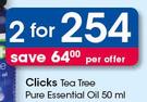Clicks Tea Tree Pure Essential Oil-2 x 50ml 