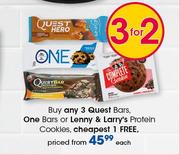  Quest Bars, One Bars Or Lenny & Larry's Protein Cookies-Each