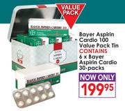 Bayer Aspirin Cardio 100 Value Pack Tin-6 x 30 Packs