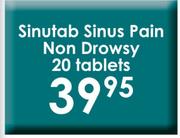 Sinutab Sinus Pain Non Drowsy 20 Tablets