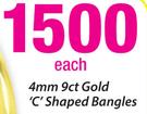 4mm 9ct Gold 'C' Shaped Bangles Each