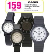 Casio Gents or Ladies Analogue Watches Each