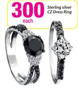 Sterling Silver CZ Dress Ring Each